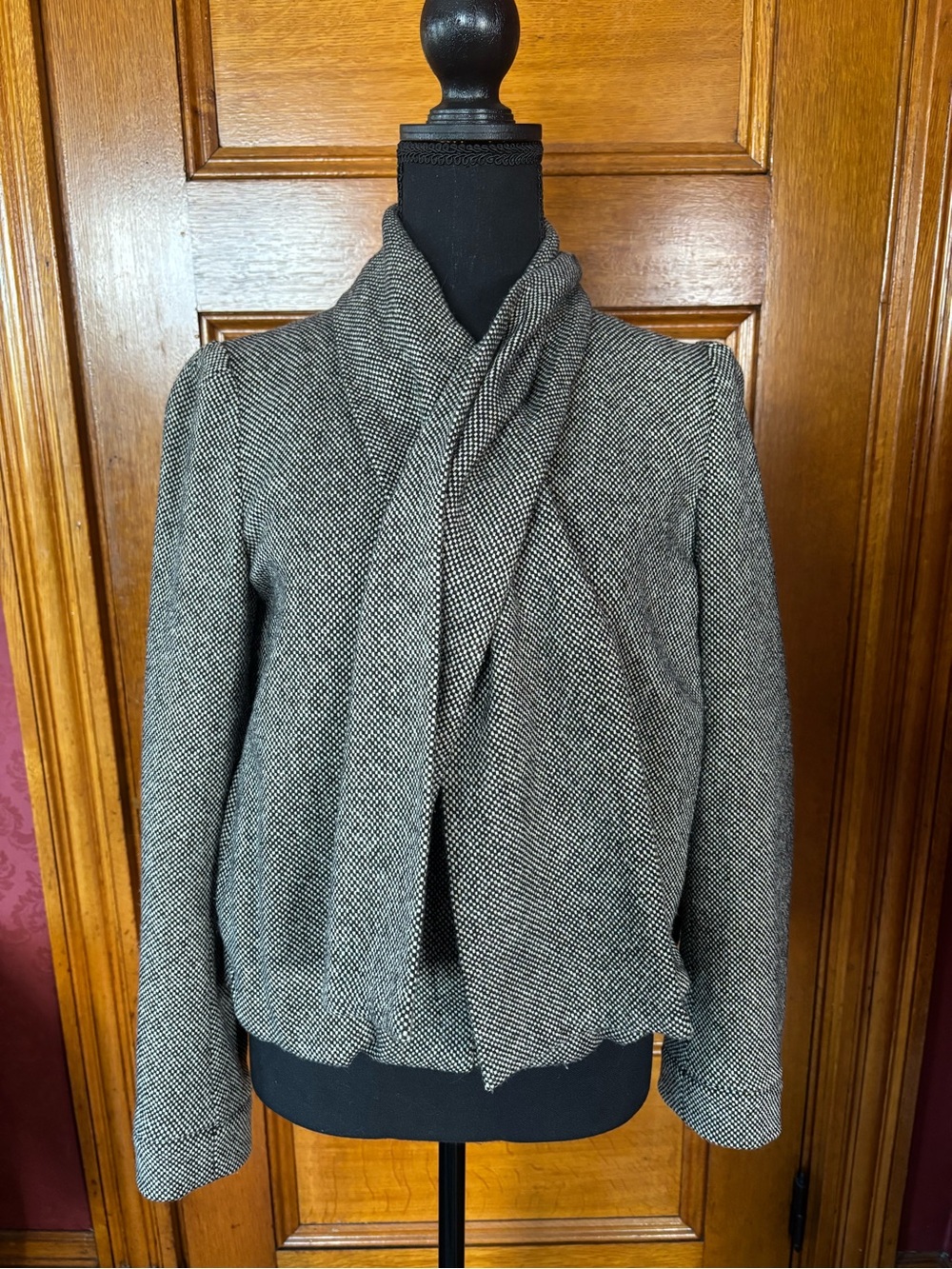 Dries Van Noten Black and White Tweed Cropped Blazer Size 38